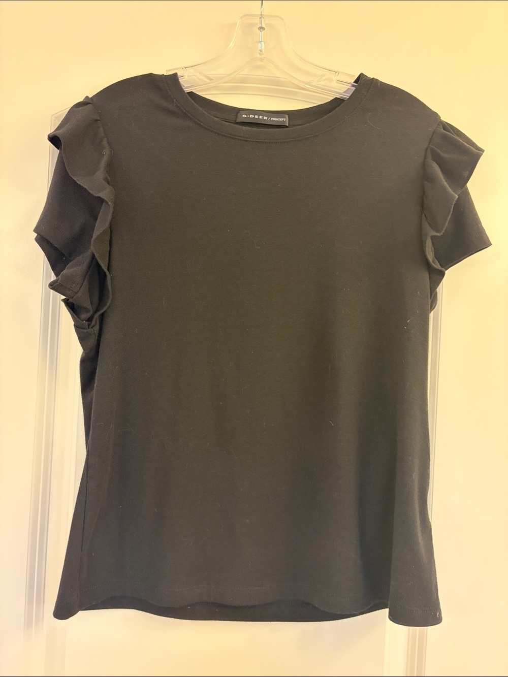Black Ruffle Sleeve Women's Top